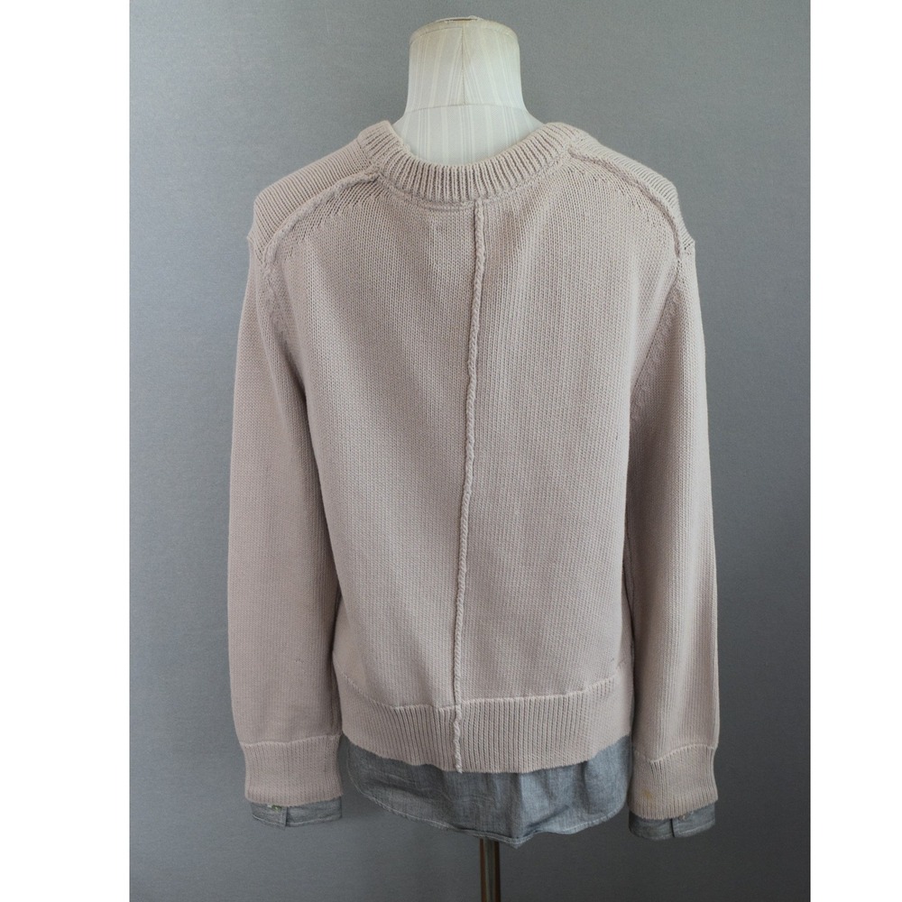 Brochu Walker Sweater Medium Beige Layered Look Pinstripe Hem Womens READ - Picture 3 of 7